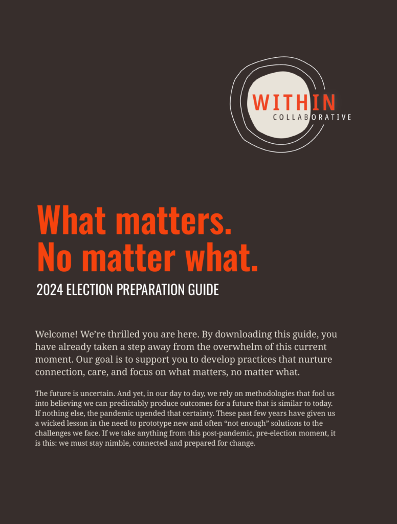 Thumbnail of a dark gray document with a heading reading, 'What matters. No matter what. 2024 Election Preparation Guide'